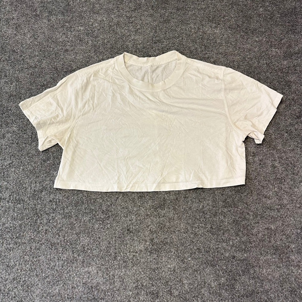 Lululemon Crop Top Womens Size 6 White Cates Tee Short Sleeve Relaxed Fit Shirt